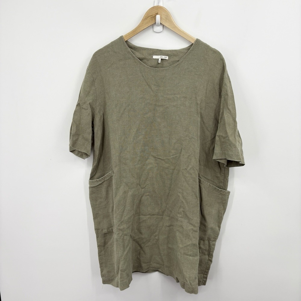 Oak Fort Linen Kaftan Dress Women One Size Lagenlook Oversized Scandi Minimalist
